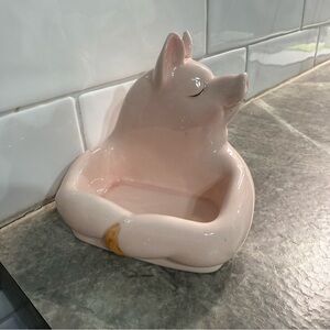 Fits And Floyd Ceramic Pig Trinket Dish iPod Holder Pink Cute